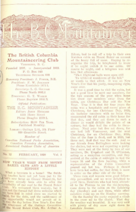 The B.C. Mountaineer 1928 February cover